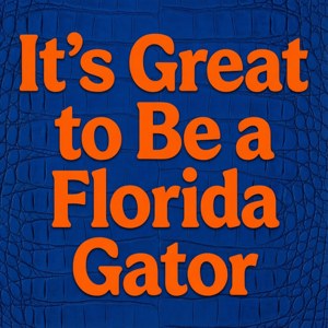 藍色鱷魚皮上的橙色文字寫著「It's Great to Be a Florida Gator」