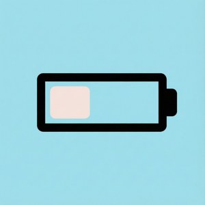低電量圖標，藍色背景上帶粉紅色充電條