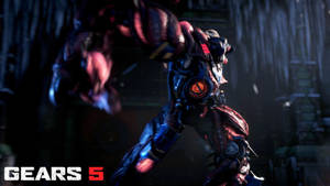 Gears 5 機甲戰士在黑暗工業環境中衝刺