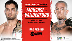 Bellator MMA中量級世界冠軍賽海報， featuring 兩位拳手。