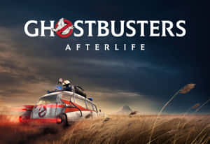 Ghostbusters Ecto 1 車輛在暮色中行駛穿過高草。 — 幽靈 壁紙
