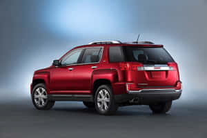 紅色GMC Terrain SUV在攝影棚中，背景為漸變藍色 — 道路 壁紙