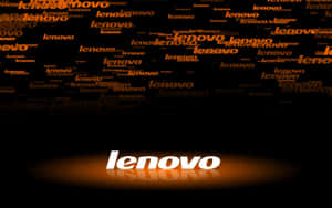 Lenovo 標誌在深色背景上以橙色照亮，帶有重複的文字。 — 美學筆電 壁紙
