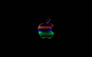 黑色背景上發光的彩虹Apple標誌