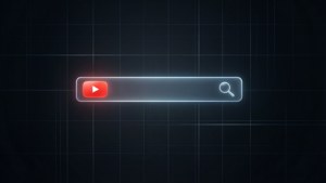深色網格背景上發光的YouTube搜尋欄