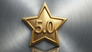 拉絲金屬背景上的金星，評分5.0