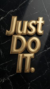 金色3D文字在黑色大理石背景上寫著Just Do It