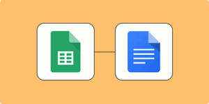 Google Sheets 和 Docs 圖示在橙色背景上連結。