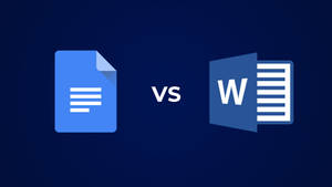 深藍色背景上的 Google Docs 圖示對比 Microsoft Word 圖示。