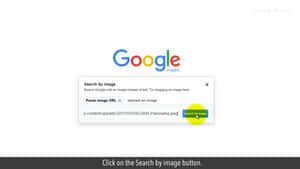 Google 圖片搜尋視窗，包含圖片上傳和突出顯示的搜尋按鈕。