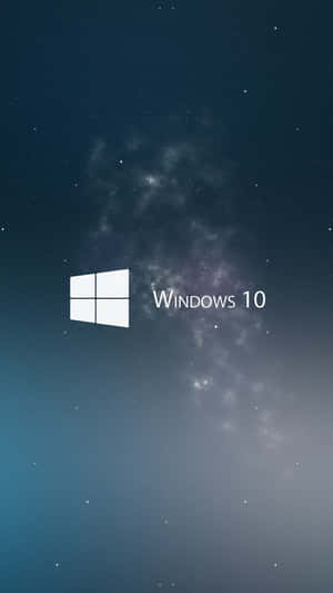 Windows 10 標誌居中於帶有星雲的星空太空場景中。