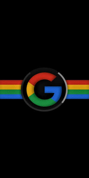 Google 標誌，黑色背景上帶有彩虹條紋