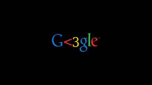 Google標誌，心形符號取代字母o，黑色背景