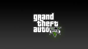 在深色漸變背景上發出綠色光芒的 Grand Theft Auto V 標誌