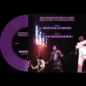 紫色黑膠唱片和專輯封面，用於 Grandmaster Flash and the Furious Five 的《White Lines》專輯。 — 專輯封面 壁紙