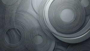 抽象灰色同心圓，帶有3D分層紋理，適合現代壁紙