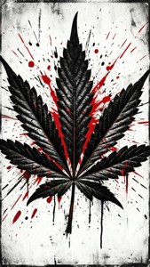Grunge風格大麻葉，帶有濺潑及破損質感