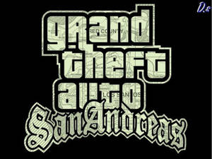 黑色背景上帶有地圖紋理的 Grand Theft Auto San Andreas 標誌。