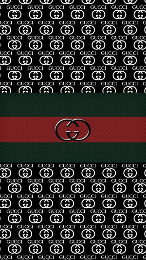 Gucci標誌牆紙，重複圖案，中央條紋。