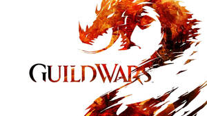 Guild Wars 遊戲的火焰龍標誌，帶有粗體文字。