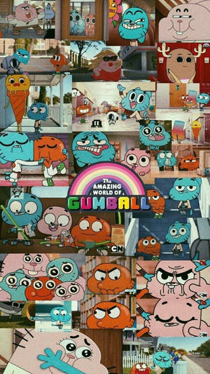 各種有趣且富有表現力的 Gumball 角色姿勢拼貼畫。