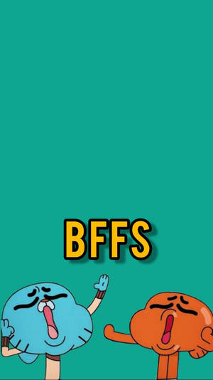 兩個卡通朋友在青色背景上帶著喜悅的表情大喊 BFFS。