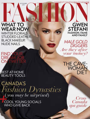Gwen Stefani 在時尚雜誌封面上，化著黑色和紅色的妝容。 — 紅色美學 壁紙