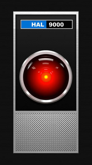 金屬電腦面板中 HAL 9000 的紅色發光眼睛。