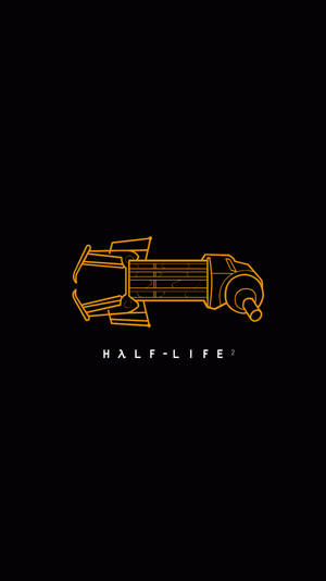 橙色線條繪畫 Half-Life 2 撬棍喺黑色背景上 — 遊戲 壁紙