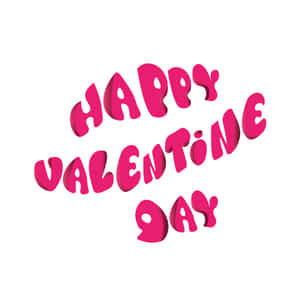 白色背景上以大膽粉紅色3D字母顯示的Happy Valentine Day