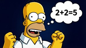 荷馬·辛普森握緊拳頭，思想泡泡顯示2+2=5。