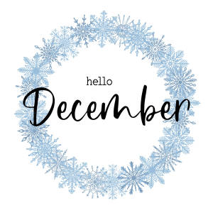 藍色雪花花環配上 hello December 文字