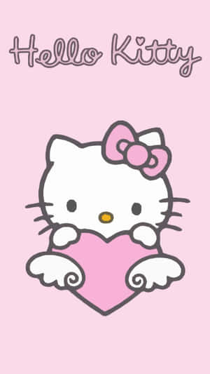 Hello Kitty 在粉紅色背景上手持粉紅色心形。 — Hello kitty 美學 GIF 壁紙