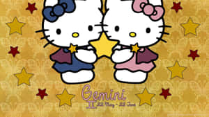 Hello Kitty 與雙子座桌布 — 可愛貓咪 壁紙