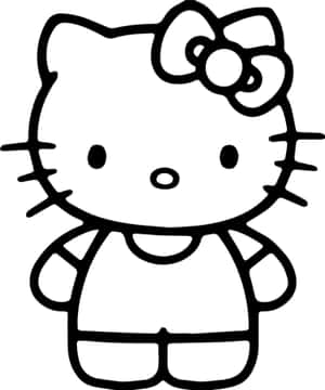 黑白線條藝術風格的Hello Kitty卡通角色。 — 條紋 壁紙