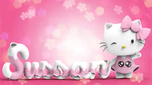 Hello Kitty角色在粉紅色背景上，旁邊是粉紅色和白色的3D字母名字Sussan。