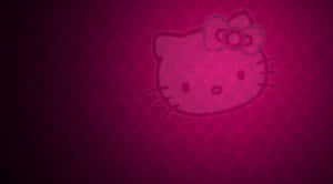 Hello Kitty 剪影在紋理洋紅色背景上發光。
