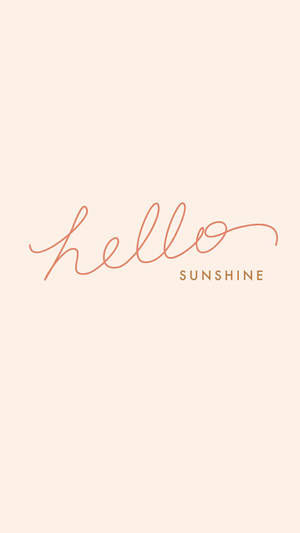 蜜桃色背景上以銅色字體顯示的hello sunshine文字