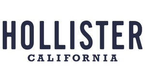 白色背景上以海軍藍文字呈現的 Hollister California 品牌標誌。 — 16:9 壁紙