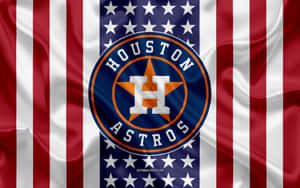 Houston Astros 棒球隊標誌在美國國旗背景上。 — Astroworld GIF 壁紙