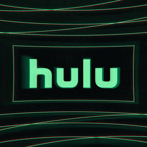 一個發光的綠色 Hulu 標誌，帶有彎曲的紅色和綠色故障線條，背景為深色。 — Cia標誌 壁紙