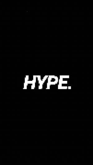 粗體像素化白色文字「hype」在黑色背景上。