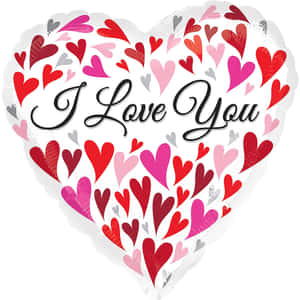 心形氣球，帶有 I Love You 訊息和彩色心形