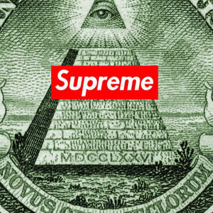 一美元紙幣上嘅上帝之眼上嘅Supreme標誌。