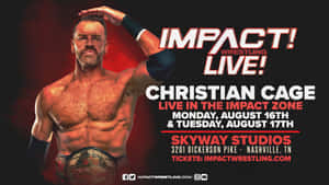 摔角手 Christian Cage 佩戴冠軍腰帶宣傳 Impact Wrestling 現場活動。 — 電腦 壁紙
