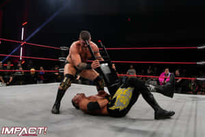 在Impact Wrestling比賽中，摔角手在擂台上用椅子攻擊對手。 — 摔角 GIF 壁紙