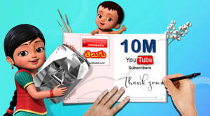 動畫女孩和嬰兒用巨型鑽石和感謝信慶祝YouTube 1000萬訂閱者。