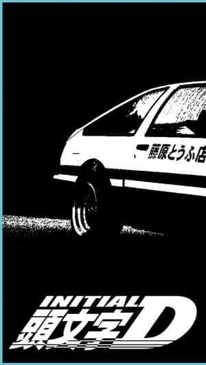 適用於 Initial D 的動漫飄移車海報，帶有粗體標題文字。