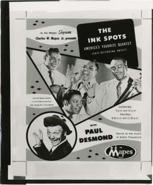 The Ink Spots和Paul Desmond在Mapes Skyroom的復古爵士音樂海報。