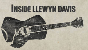 電影《Inside Llewyn Davis》的黑白海報，帶有風格化的結他。 — 音樂美學 壁紙